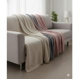 MODERN%100 Pamuklu Örgü Kumaş Koltuk&çekyat Örtüsü 170 x 220 cm 2 Adet, Bej - 0,6 x 19 x 29 cm - Çok Renkli