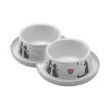 Moderna 2x350 ml Trendy Kedi Figürlü İkili Mama ve Su Kabı