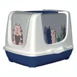 Moderna Trendy Kedi Desenli Kapalı Kedi Tuvaleti 57 Cm