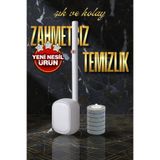 ModernEvAksesuar Yeni Nesil Sünger Başlıklı Tuvalet Fırçası – Değiştirilebilir Köpüklü Klozet Temizlik Seti