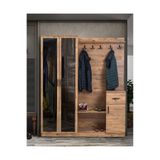 Moderniya Flora 2 (İKİ) Kapılı Ceviz Aynalı Elbise Askılığı Kapaklı Vestiyer, Portmanto, Ayakkabılık
