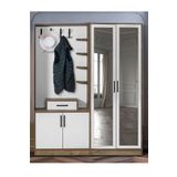 Moderniya Loft 2 (iki) Kapılı Krem Ceviz Sağ Aynalı Elbise Askılığı Kapaklı Ayakkabılık, Vestiyer, Portmanto