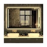Moderno 90X60 cm Gün Işığı Ledli Kumlamalı Banyo Ofis Kuaför Lavabo Aynası - Trafolu - 90 x 60 cm