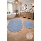 Modernsoft Lavensa Gri Fransız Dantelli Lüks Banyo Paspası Kaymaz ve Deri Tabanlı Yumuşak Yüzey 2li Şık Seti