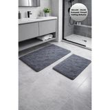 Modernsoft Lorvellio Antrasit Yumuşak Dokulu Modern Pamuklu Makinede Yıkanabilir Kaymaz Taban Banyo Paspası