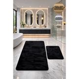 Modernsoft Luxasoft Siyah Kaymaz Taban Yumuşak Dokulu Makinede Yıkanabilir Modern Banyo Paspası