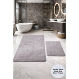 Modernsoft Orvienne Gri Lüks Yumuşak Yüzeyli Kaymaz Tabanlı Büyük Ebat Modern Banyo Paspası