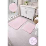 Modernsoft Velisse Pudra Yumuşak Dokulu Pamuklu Kaymaz Taban Modern Makinede Yıkanabilir Banyo Paspası