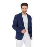 Modero Erkek Lacivert-Bordo Ekose Kareli Polyviskon Kumaşlı Slim Fit Dar Kesim Spor Blazer Ceket Lacivert-Bordo 58