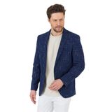 Modero Erkek Lacivert-Hardal Ekose Kareli Polyviskon Kumaşlı Slim Fit Dar Kesim Spor Blazer Ceket Lacivert-Hardal 48