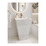 Modestmar Beyaz Mermer Ayaklı Lavabo Çizgili Patlatma