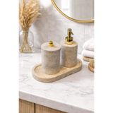Modestmar Doğal Traverten Banyo Seti – 3 Parça Gold Obje