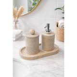 Modestmar Doğal Traverten Banyo Seti – 3 Parça Traverten Top Obje