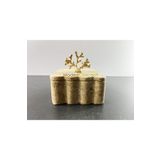 Modestmar Doğal Traverten Mermer Kase, Mermer Takı Kutusu, Mermer Düzenleyici Gold Mercan, Kenar Detaylı
