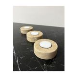 Modestmar Doğal Traverten Mumluk, Mermer Mumluk, Mermer Tealight Mumluk 3 Adet, Yuvarlak Mermer Mumluk