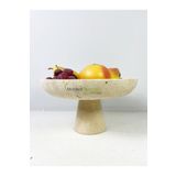 Modestmar Ivory Traverten Ayaklı Kase, Traverten Dekoratif Kase, Traverten Tabak 26cm