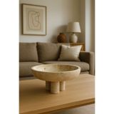 Modestmar Ivory Traverten Kase, Traverten Dekoratif Kase, Traverten Tabak 26cm Silindir Ayaklı