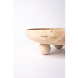 Modestmar Ivory Traverten Kase, Traverten Dekoratif Kase, Traverten Tabak 26cm Top Ayaklı