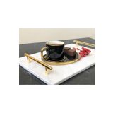 Modestmar Metal Gold Kulp Doğal Mermer 20x30 Sunum Tepsisi