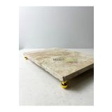 Modestmar Traverten Mermer Tepsi, Sunumluk gold top ayak 20x30cm