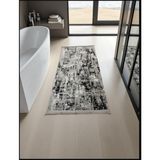 Modesto Modern Banyo Halısı, Siyah Desenli, Geometrik Dokuma, 80 x 150 cm, Dikdörtgen Şekilli, Gri-Siyah Renk Geçişli