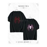 Modetra Kadın Erkek Örümcek Tasarım Orta Ön Baskılı Sevgili Çift Kombini Oversize Tshirt 2'li Set Takım