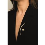 Modex Altın Rengi Ikili Taşlı Ay-Yıldız Broş (9cm)