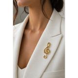Modex Altın Sarısı Müzik Nota Broş (6cm)