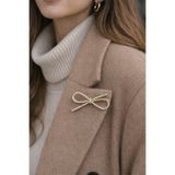 Modex Altın Sarısı Taş Detay Kurdele Fiyonk Broş (6cm)