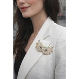Modex Altın Sarısı Taş Detay Maske Broş (4cm)