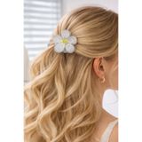 Modex Beyaz Yonca Çiçek Küçük Mandal Saç Tokası (Ölçü:5cm)