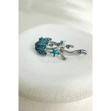 Modex Deniz Temalı Taş İşlemeli Denizanası Broş (5cm)