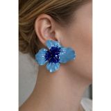 Modex Geometrik Şekilli Mavi Hafif Çiçek Küpe (8CM)