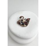 Modex Mekik Taşlı Kuğu Broş (4 cm)