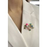 Modex Mineli Renkli Muhabbet Kuşu Broş (Ölçü:5cm)