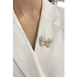 Modex Mineli Taşlı Kelebek Broş (Ölçü:4cm)