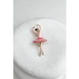 Modex Pembe Kıyafetli Mineli Balerin Broş (5cm)