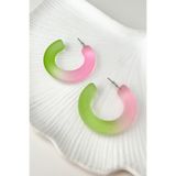 Modex Pembe/yeşil Akrilik Halka Küpe (3CM)
