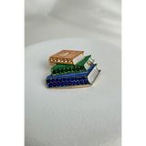 Modex Renkli Kitap Figürlü,Taş Detaylı Tasarım Broş (3cm)