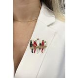 Modex Renkli Mineli Sıralı Kedi Broş (Ölçü:5 cm)