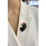 Modex Şapka Detaylı Kara Kedi Broş (Ölçü:4cm)