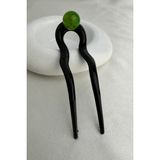Modex Topçuk Detay Saç Topuz Tokası (12CM) - Yeşil
