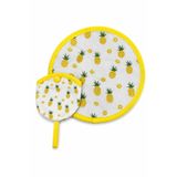 Modex Tropikal Ananas Desenli Katlanabilir Çantalı Yelpaze (21*21)