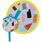 Modex Yaz Temalı Dondurma Desenli Katlanabilir Yelpaze 21*21 cm Eğlenceli Tasarım ile Rahat Kullanım - 10 mm - Acı Kahverengi
