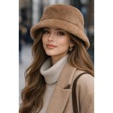 Modex Yumuşak Doku Peluş Bucket Şapka - Kahverengi