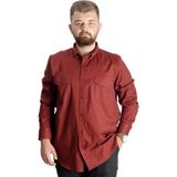 ModeXL 20360 Bordo Renkli Büyük Beden Gabardin Gömlek Uzun Kol Erkek Günlük Bol Kesim - 3XL