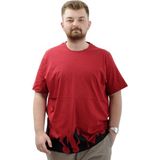 ModeXL Büyük Beden Erkek Baskılı Tişört Bisiklet Yaka Pamuklu Flame U24082 Bordo - 3XL
