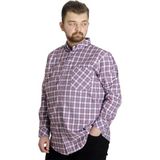ModeXL Büyük Beden Erkek Ekose Uzun Kollu Cepli Gömlek 23300 Mürdüm - 3XL