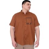 ModeXL Büyük Beden Erkek Gabardin Gömlek Tarçın Kısa Kol Günlük Stil Düz Kesim - 7XL