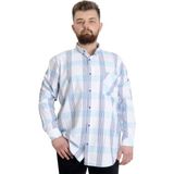ModeXL Büyük Beden Erkek Gömlek Ekose Uzun Kollu 23300 Koyu Füme - 3XL - Antrasit